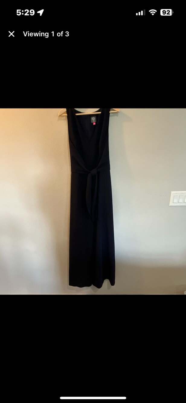 Vince Camuto Women's Black Tie-Front Wide-Leg V-Neck Sleeveless Jumpsuit Size 16 - Picture 4 of 4